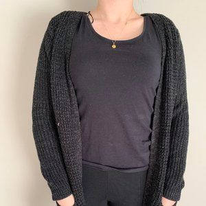 Knee Length Black Cardigan With Pockets